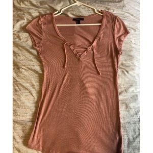 3/$25 Pink ribbed tie top